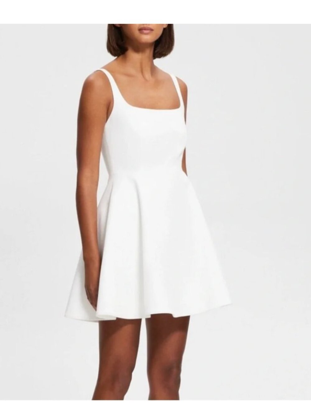 Theory Flare Cotton-blend Piqué Mini Dress In White Size 0
